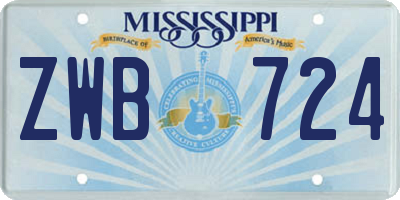 MS license plate ZWB724