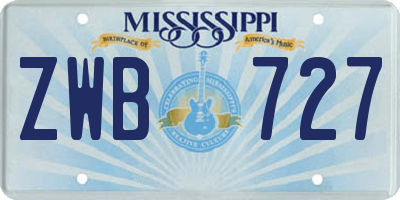MS license plate ZWB727