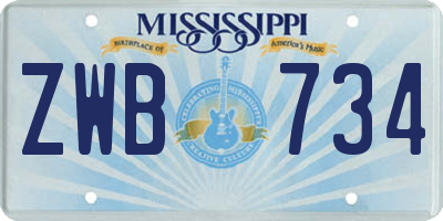 MS license plate ZWB734