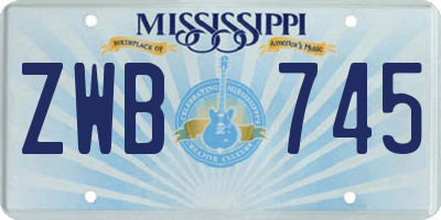 MS license plate ZWB745
