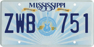 MS license plate ZWB751