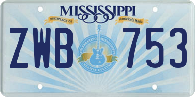 MS license plate ZWB753