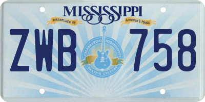 MS license plate ZWB758