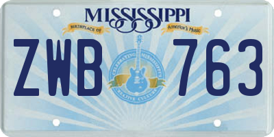 MS license plate ZWB763