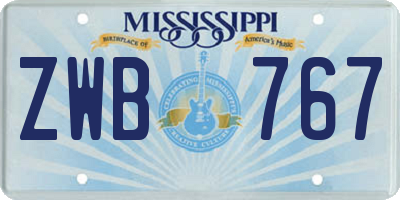 MS license plate ZWB767