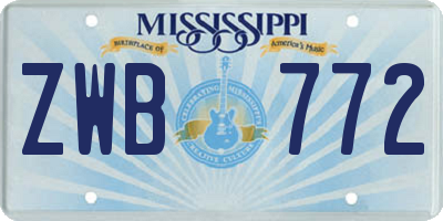 MS license plate ZWB772