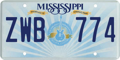 MS license plate ZWB774