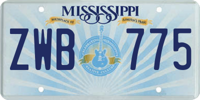 MS license plate ZWB775