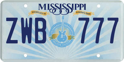 MS license plate ZWB777