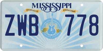 MS license plate ZWB778
