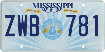 MS license plate ZWB781