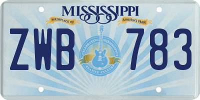 MS license plate ZWB783
