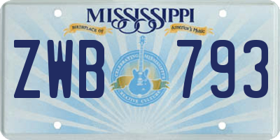 MS license plate ZWB793