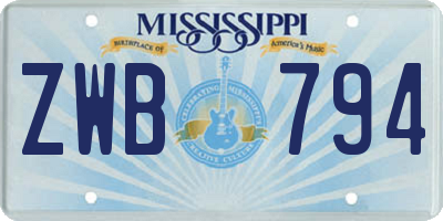 MS license plate ZWB794