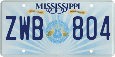 MS license plate ZWB804