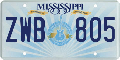 MS license plate ZWB805