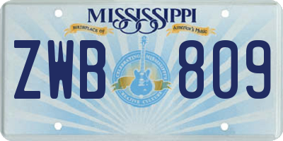 MS license plate ZWB809