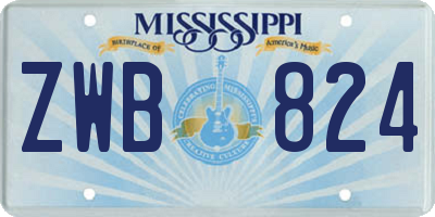 MS license plate ZWB824