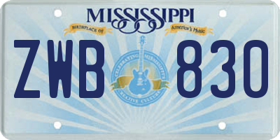 MS license plate ZWB830