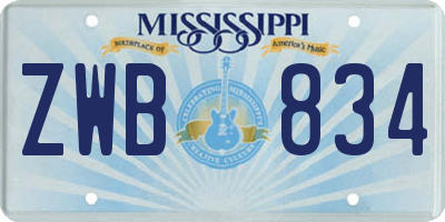 MS license plate ZWB834