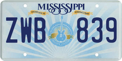 MS license plate ZWB839