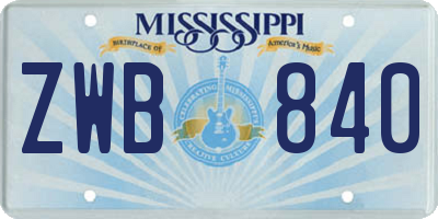MS license plate ZWB840