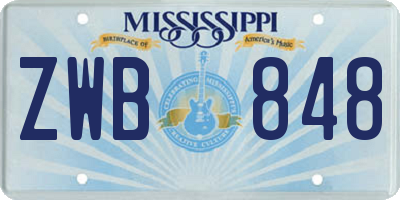 MS license plate ZWB848