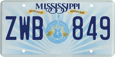 MS license plate ZWB849