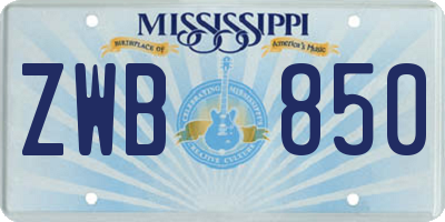 MS license plate ZWB850