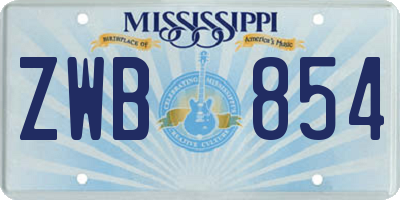 MS license plate ZWB854