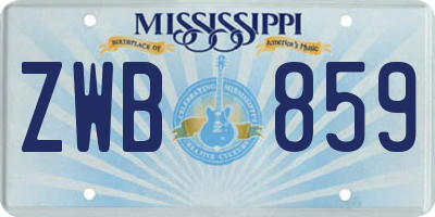 MS license plate ZWB859