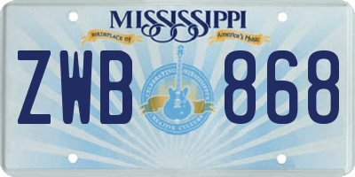 MS license plate ZWB868
