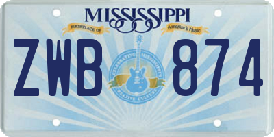 MS license plate ZWB874