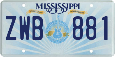 MS license plate ZWB881