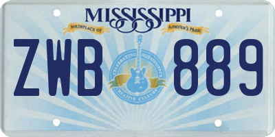 MS license plate ZWB889