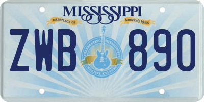 MS license plate ZWB890