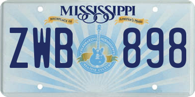 MS license plate ZWB898