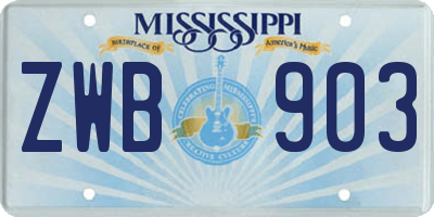 MS license plate ZWB903