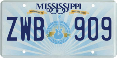 MS license plate ZWB909
