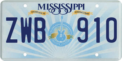 MS license plate ZWB910