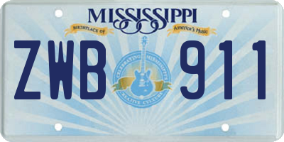 MS license plate ZWB911