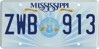 MS license plate ZWB913