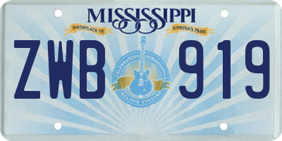MS license plate ZWB919