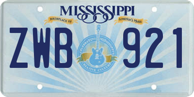 MS license plate ZWB921
