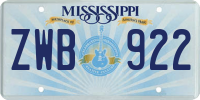 MS license plate ZWB922