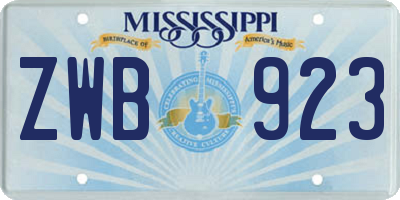 MS license plate ZWB923