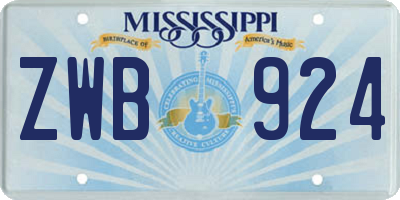 MS license plate ZWB924
