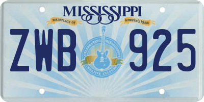 MS license plate ZWB925
