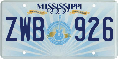 MS license plate ZWB926