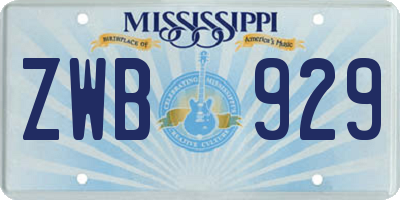 MS license plate ZWB929